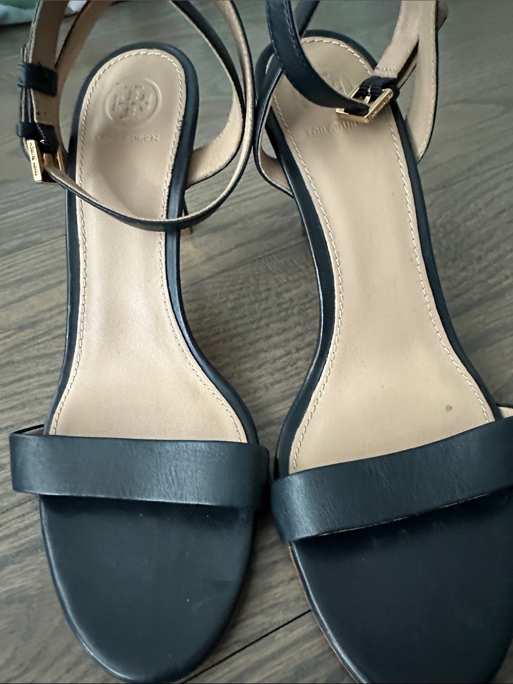 Authentic Tory Burch Women’s Blue Open-Toe Ankle Strap Heels